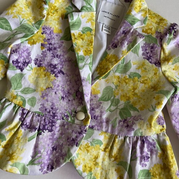Janie and Jack Yellow and Purple Floral Toddler Jacket Size 18-24 Mo - Picture 3 of 6